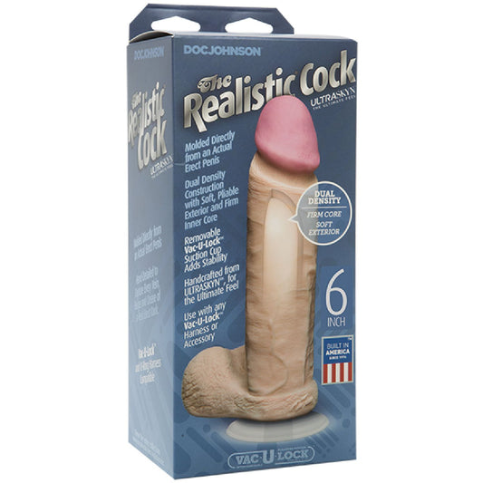 Doc Johnson – The Realistic Cock Dual Density Vac-U-Lock ULTRASKYN 6" | Realistic Dildo