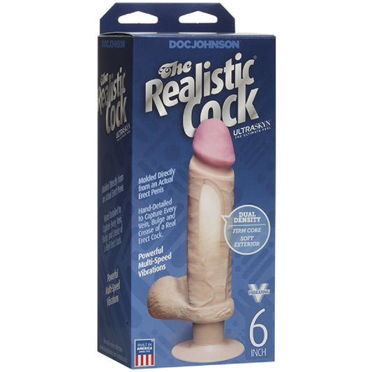 Doc Johnson – The Realistic Cock Dual Density Vac-U-Lock ULTRASKYN Vibrating | Vibrating Realistic Dildo
