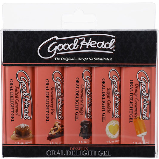 Doc Johnson – Good Head Oral Delight Gel Desserts Multi 5-Pack | Flavored Oral Sex Gel