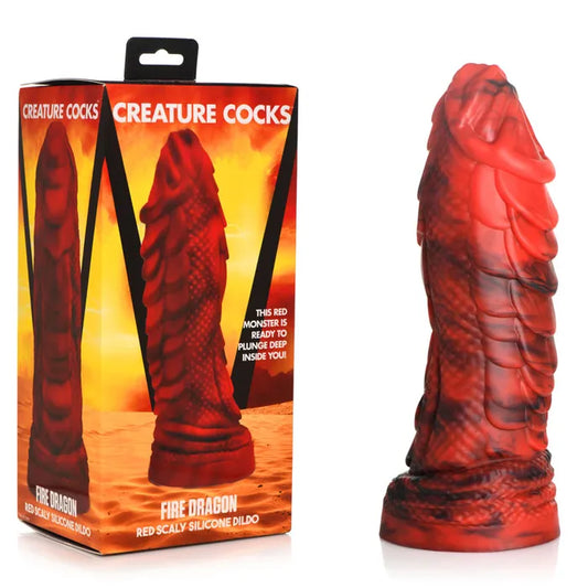 Creature Cocks - Fire Dragon Red Scaly | Silicone Dildo