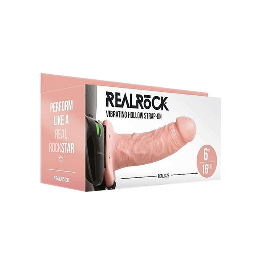 Realrock - 6" Vibrating Hollow Strap-on | Flesh