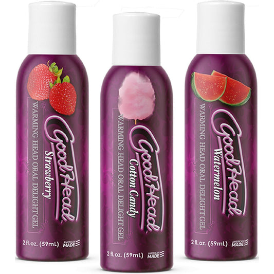 Doc Johnson – Good Head Warming Head Oral Delight – 3 Pack | Water-Based Flavored Warming Lubricant
