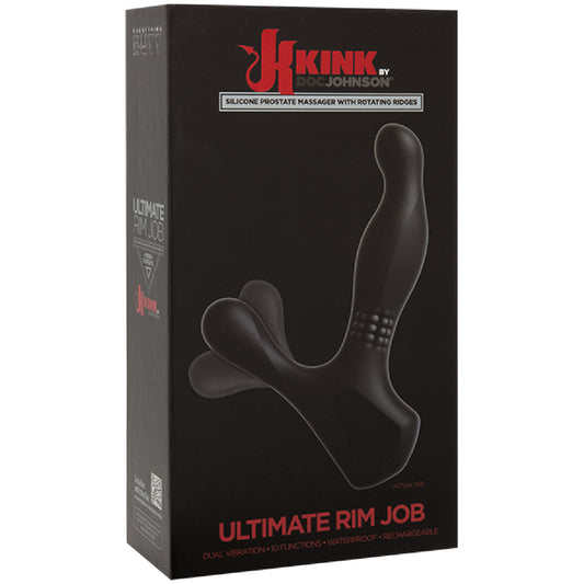 Kink by Doc Johnson – Silicone Prostate Massager With Rotating Ridges Ultimate RimJob | Prostate Massager