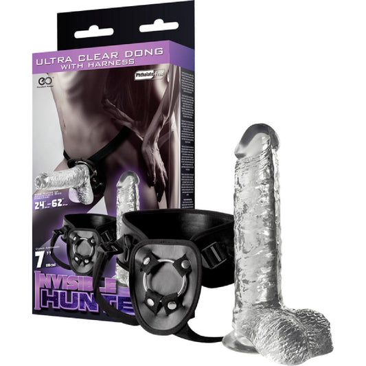 Excellent Power - Invisible Hunter Ultra Clear Dong With Harness 7" | Strap-On