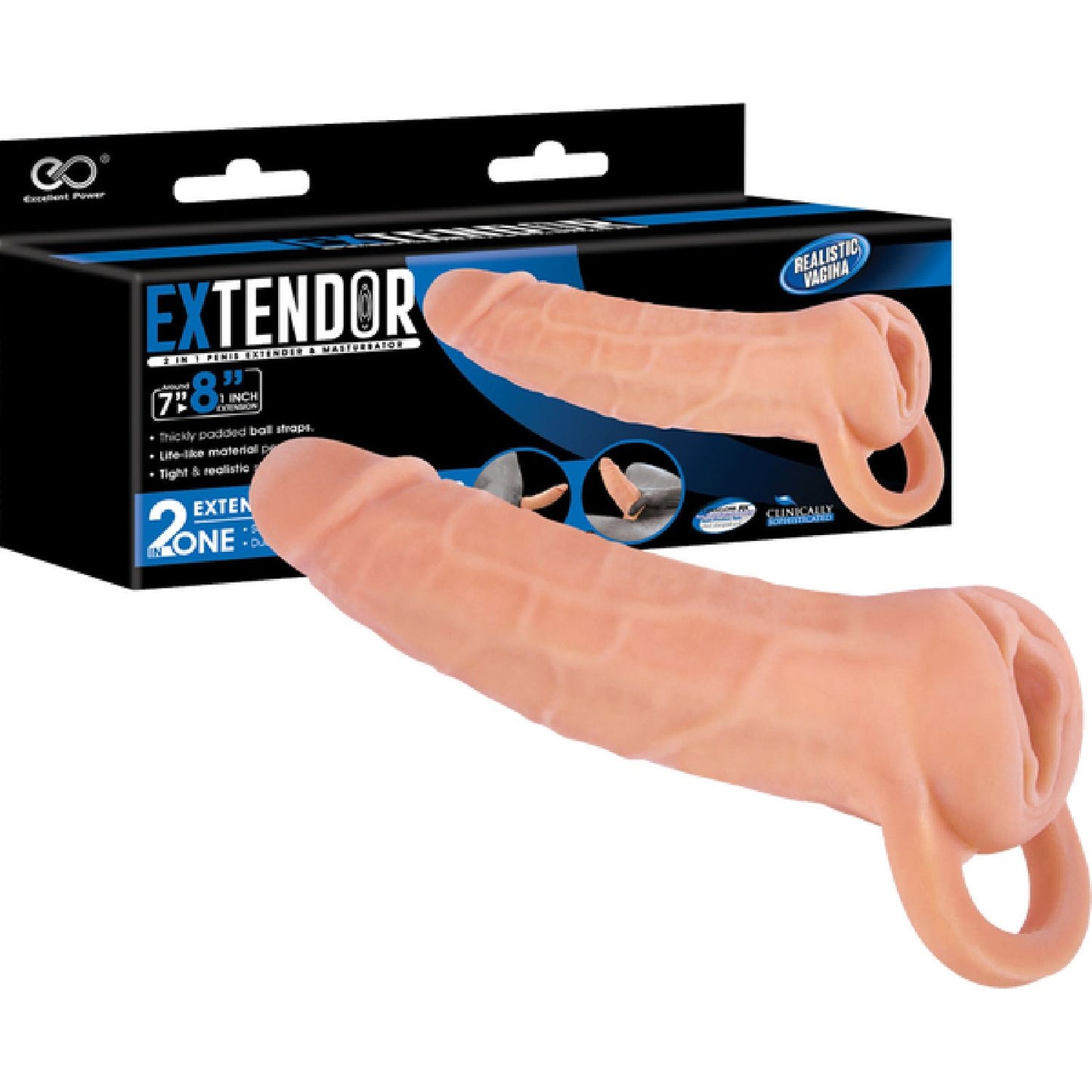 Excellent Power – Extendor 2-in-1 Extender and Masturbator 8" | Penis Enhancer & Stroker
