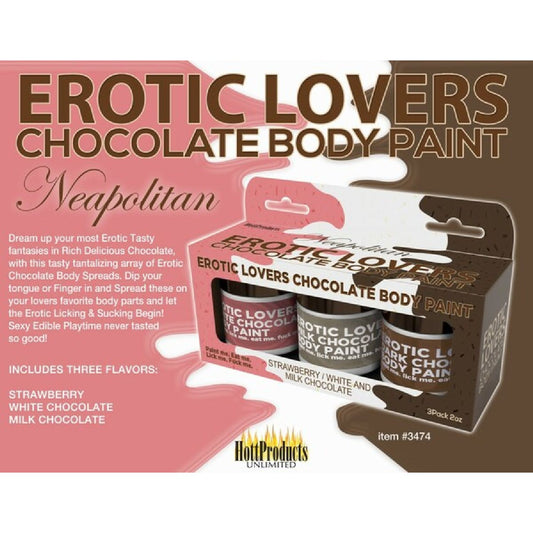 Hott Products Unlimited - Erotic Lovers Chocolate Body Paint Triple Flavour Set | Edible Body Paint Set