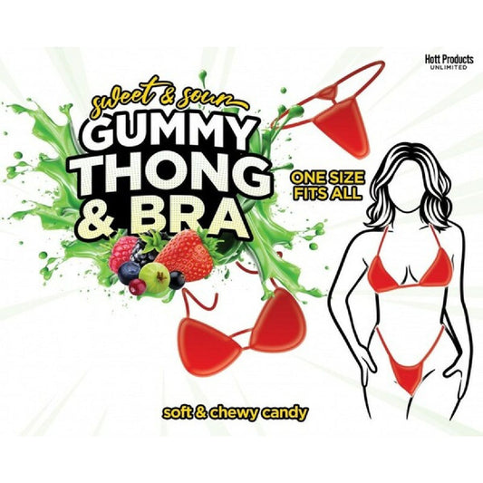Hott Products Unlimited - Lusty Lickers Sweet & Sour Gummy Thong & Bra | Edible Apparel