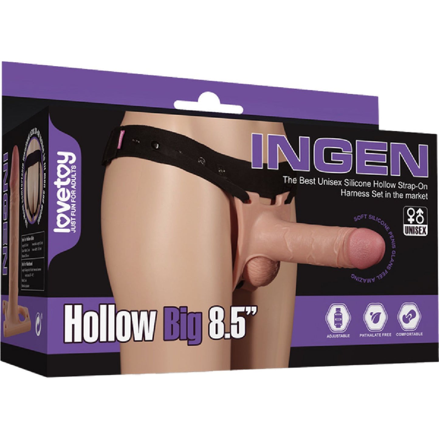 Lovetoy - Ingen Hollow Big 8.5" Strap-on | Hollow Silicone Strap-on Dildo
