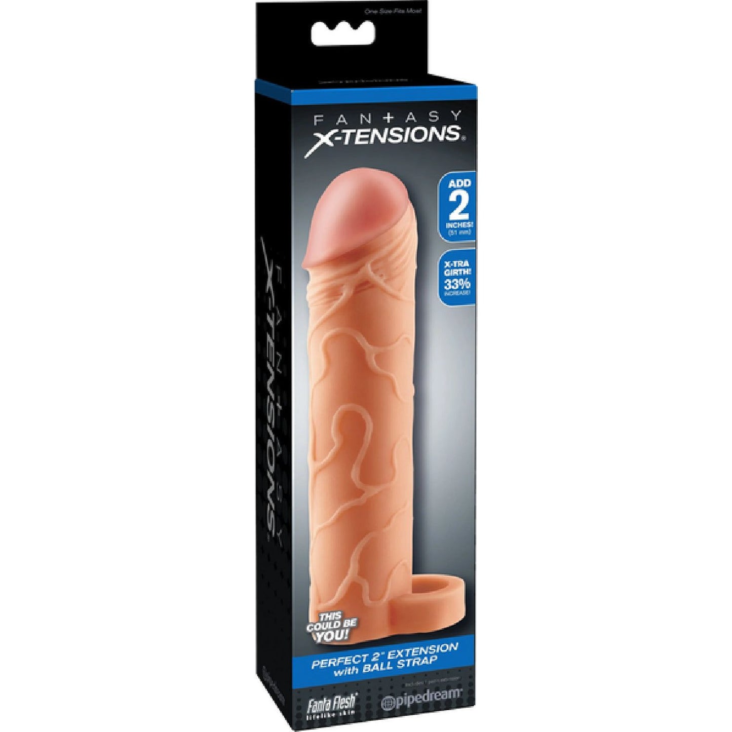 Pipedream Fantasy X-Tensions - Perfect 2" Extension with Ball Strap | Penis Extension Sleeve