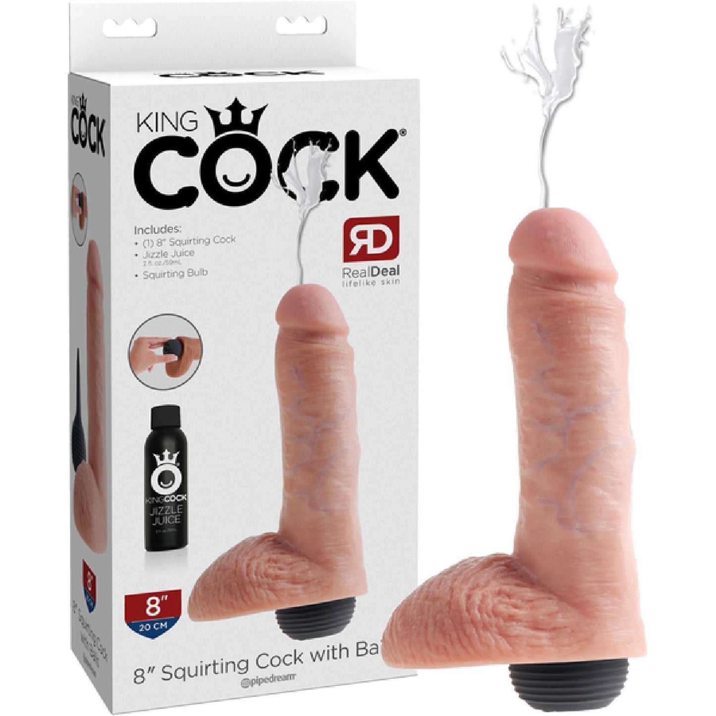 Pipedream - King Cock 8" Squirting Cock With Balls | Squirting Dildo