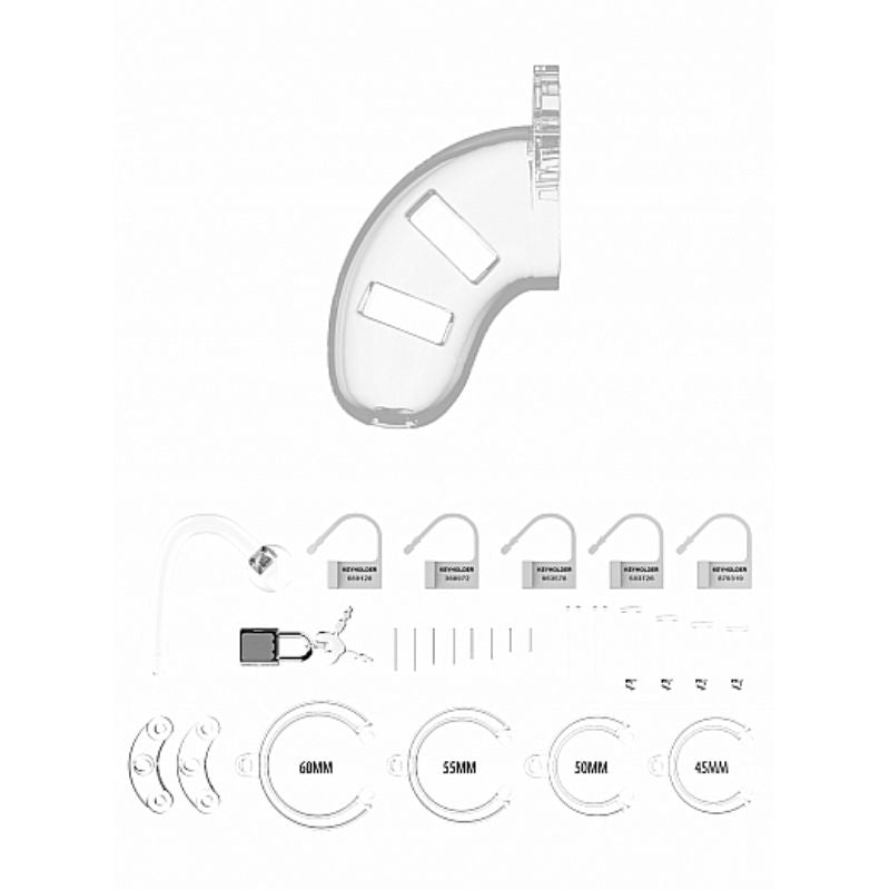 ManCage - No. 10 Chastity Cock Cage w/ Plug Transparent | 4.5"