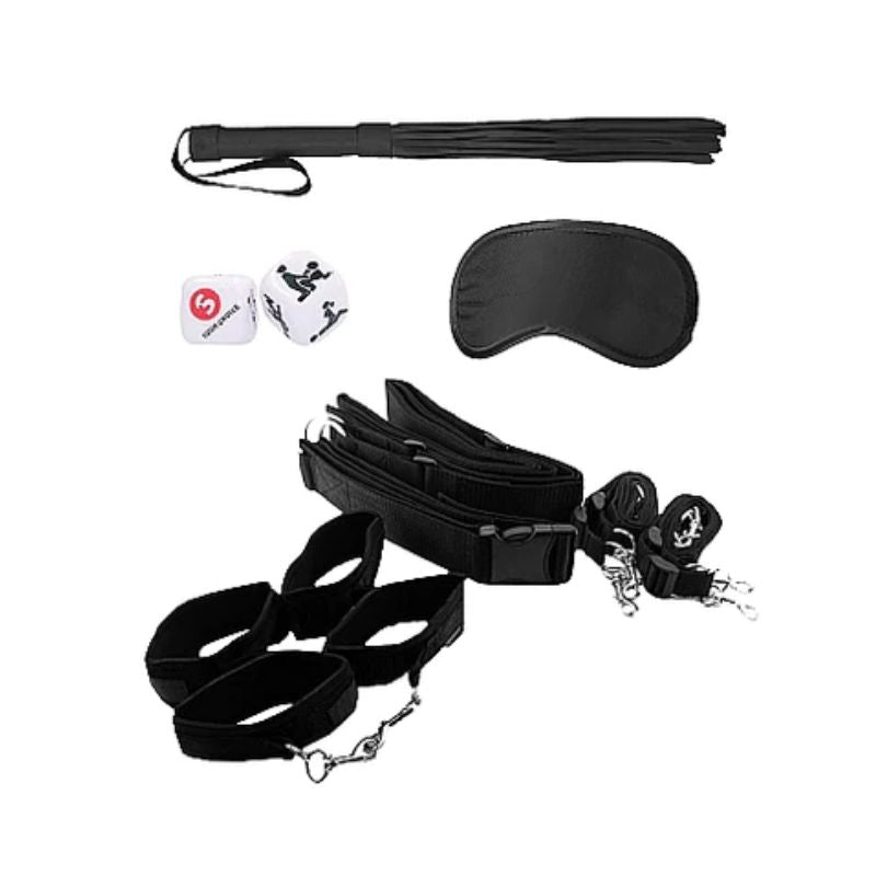 Ouch! - Black & White Bondage Belt Restraint System | 13 Piece Set