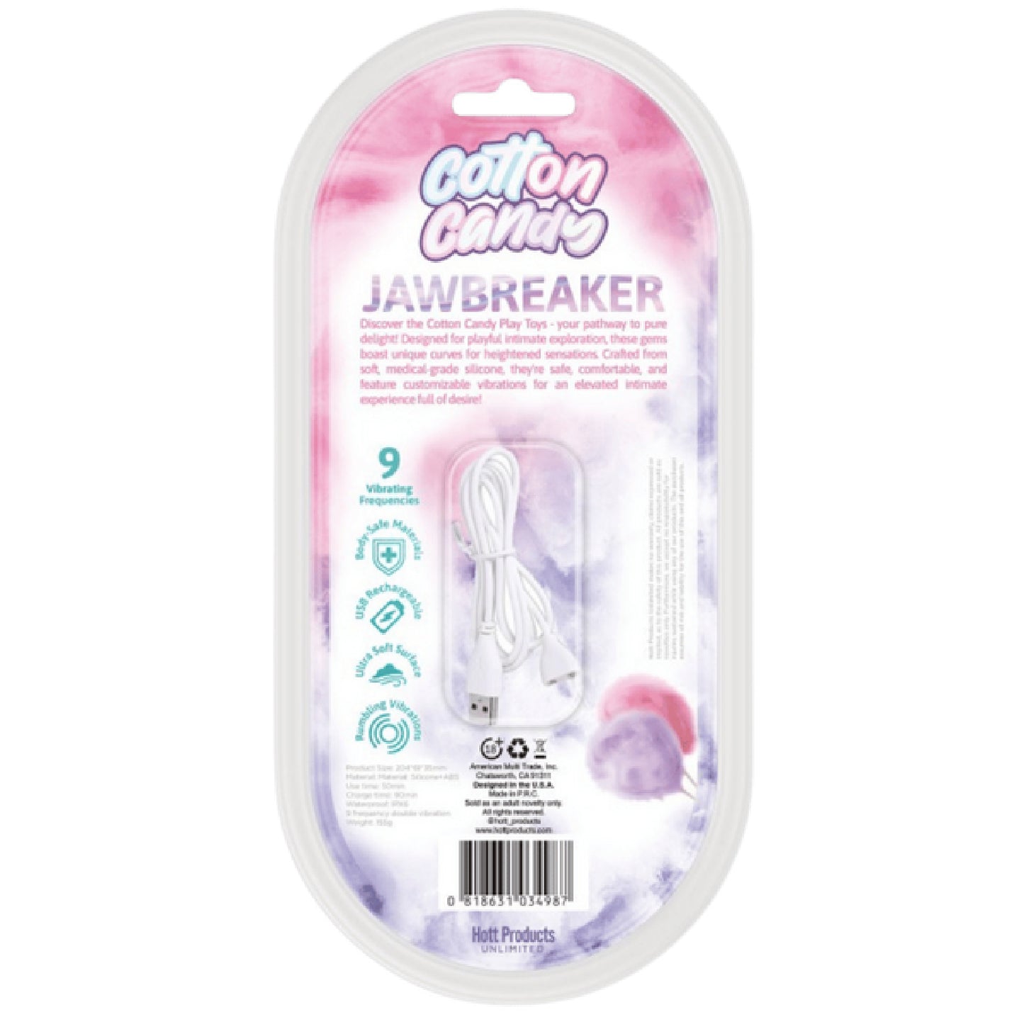 Hott Products Unlimited - Cotton Candy Jawbreaker | Rechargeable Vibrator