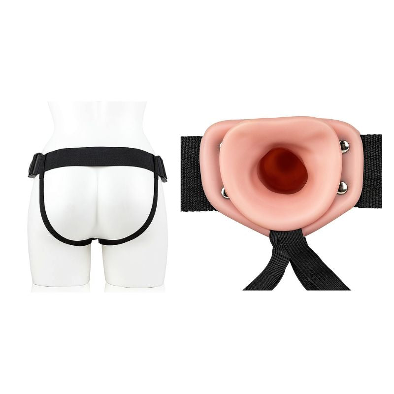 Real Rock - 8" Vibrating Hollow Strap-on | Flesh