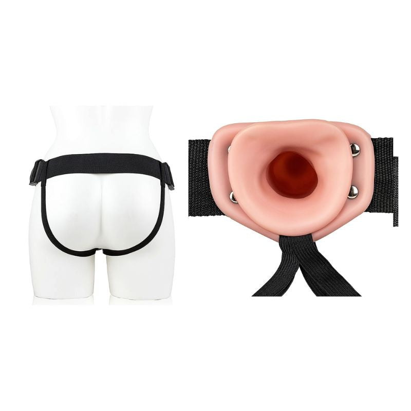 Realrock - 6" Vibrating Hollow Strap-on | Flesh
