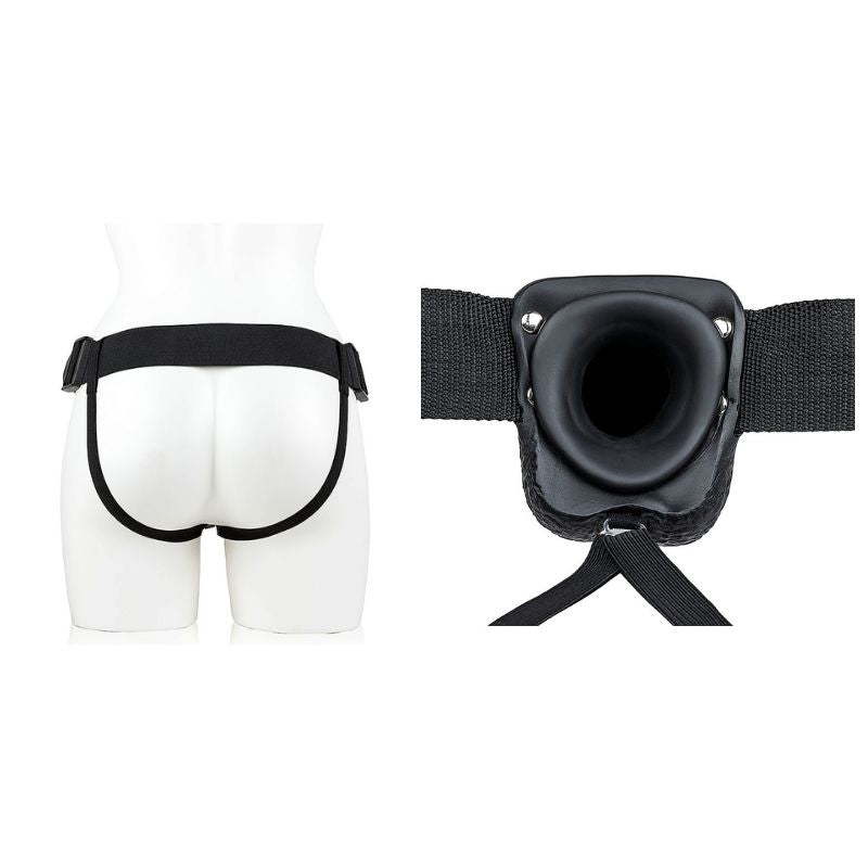 Real Rock - 7" Vibrating Hollow Strap-on | Black