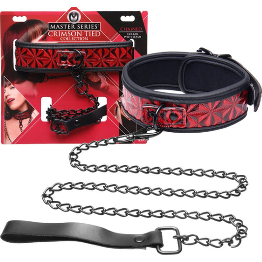 Master Series - Crimson Tied Collar With Leash | Collar & Leash Set