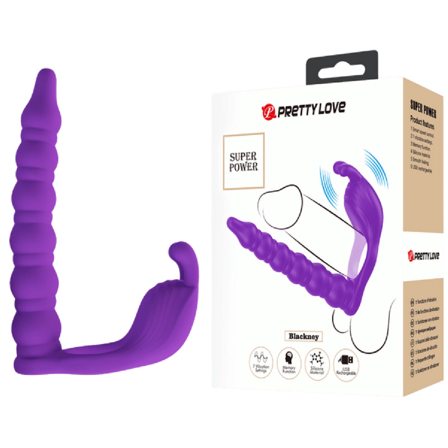 Pretty Love - Blackney Super Power | Vibrating Cock Ring with Double Prober