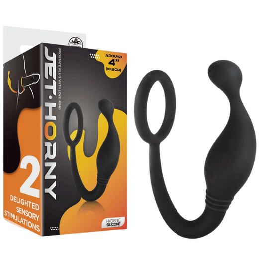 Excellent Power – Jet Horny 4" Prostate Plug with Love Ring | Prostate Plug & Cock Ring Combo