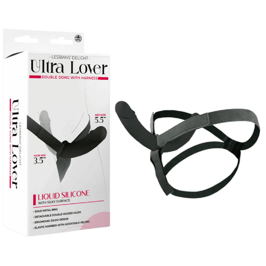 Excellent Power – Lesbians Delight Ultra Lover Double Dong with Harness | Adjustable Strap-On Set