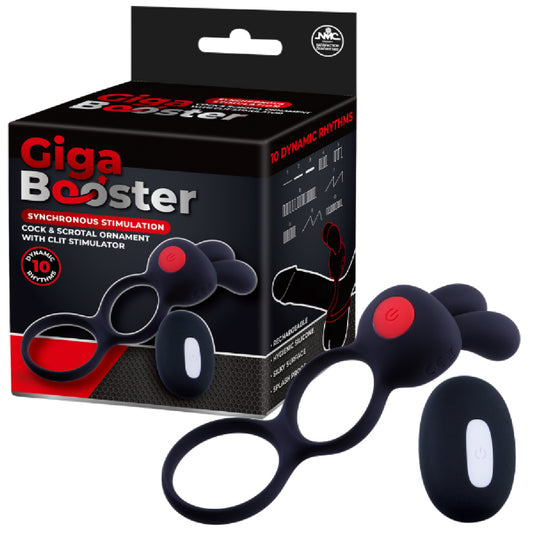 Excellent Power - Giga Booster Cock & Scrotal Ornament with Clit Stimulator | Rechargeable R.C Cock & Ball Ring