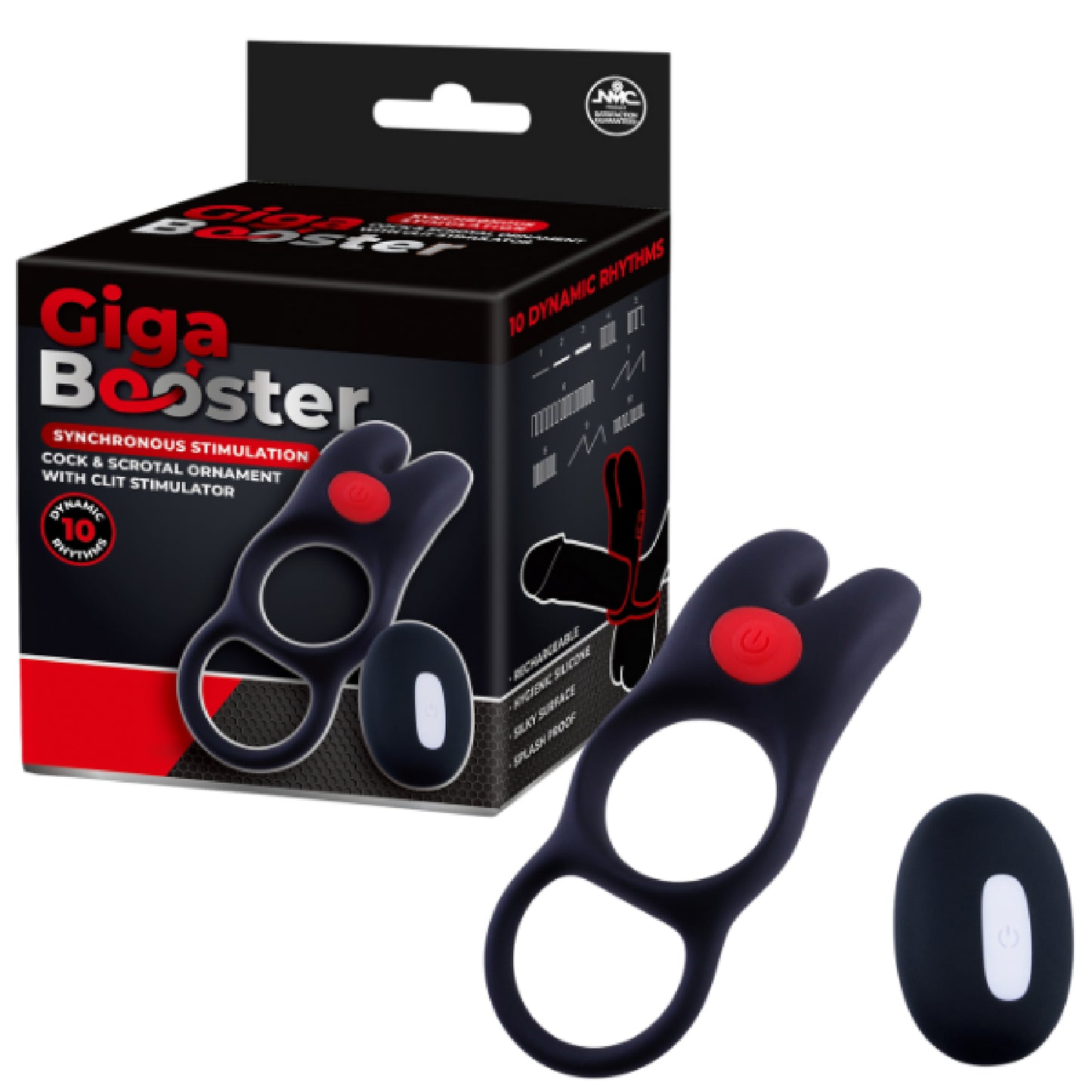 Excellent Power – Giga Booster Cock & Scrotal Ornament with Clit Stimulator | Rechargeable R.C Cock & Ball Ring