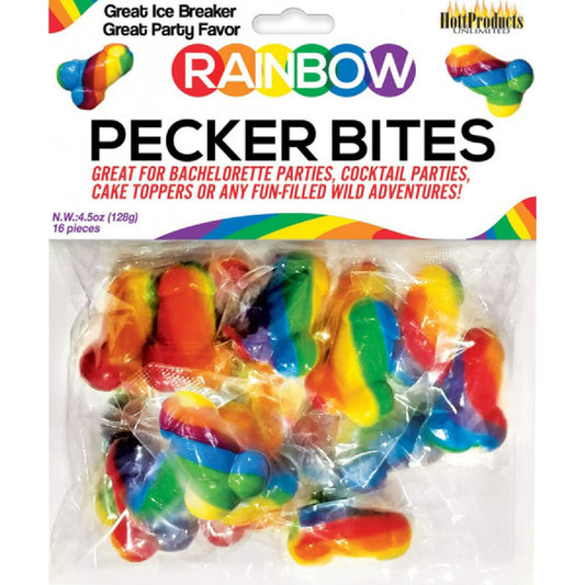 Hott Products Unlimited - Rainbow Pecker Bites | Edible Pecker Shaped Candy