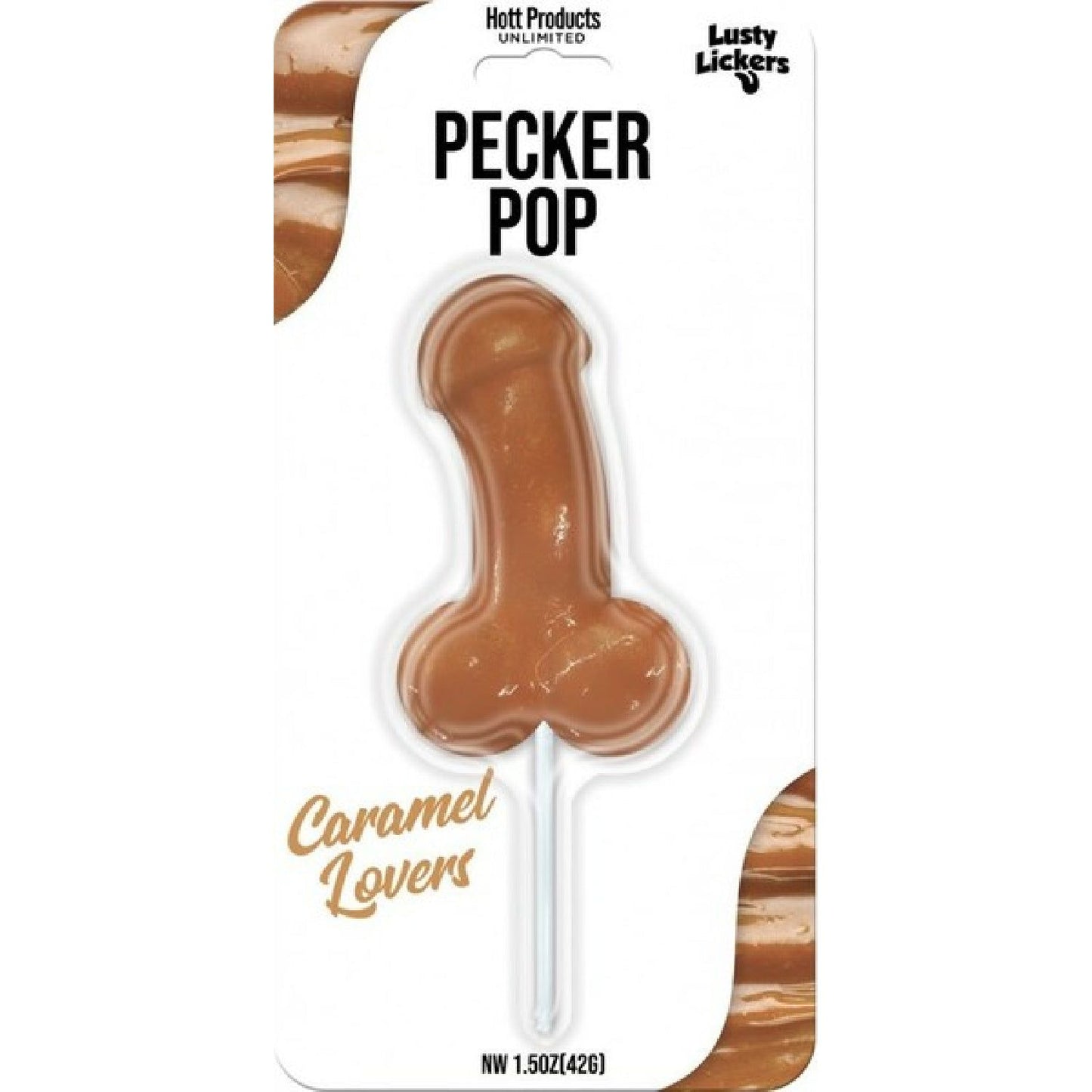 Hott Products Unlimited – Lusty Lickers Pecker Pop Caramel Lovers | Novelty Lollipop