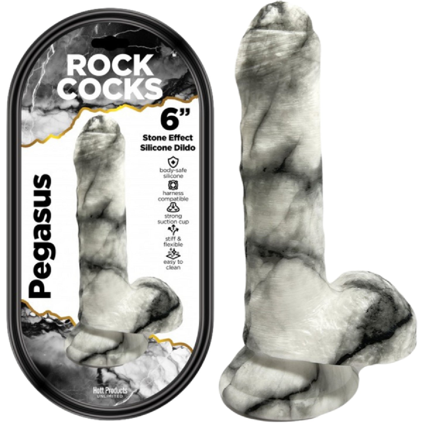 Hott Products Unlimited - Rock Cocks Pegasus 6" Stone Effect Silicone Dildo | Silicone Dildo