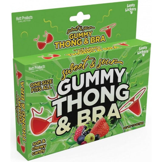 Hott Products Unlimited - Lusty Lickers Sweet & Sour Gummy Thong & Bra | Edible Apparel