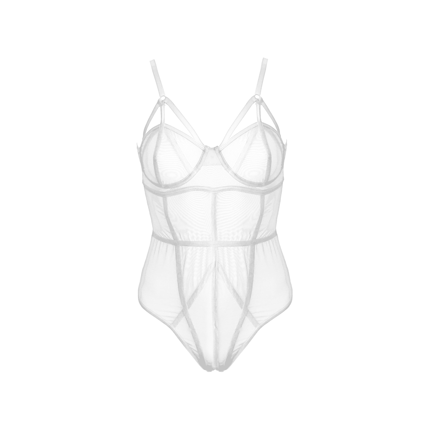 Love In Leather - Sheer White Panelled Bodysuit | Medium