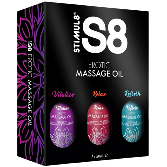 Scala – Stimul8 S8 Erotic Massage Oil 3 Pack | Massage Oils Set