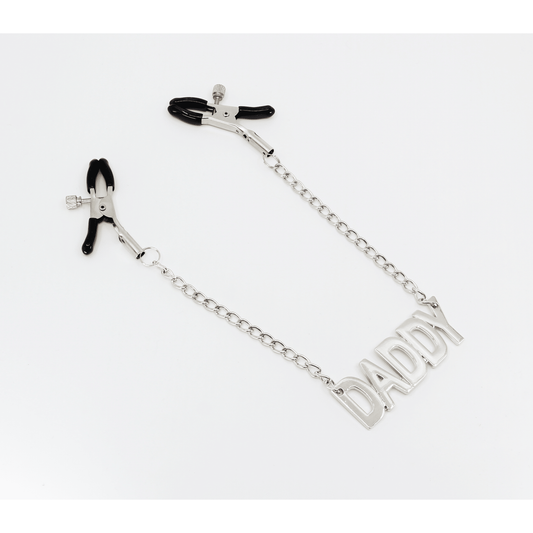 Love In Leather - Word Plate Nipple Clamps | Daddy