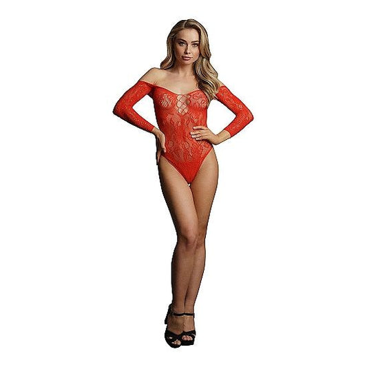 Le Désir - Wonder Rhinestone Body Suit | Red