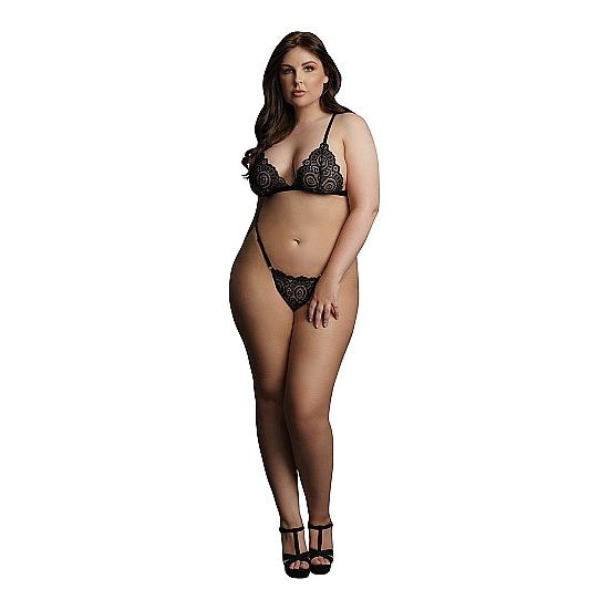 Le Désir - Magic Lace Velvet Lingerie Set - Queen Size | Black