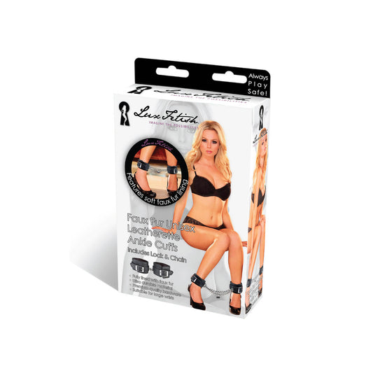 Lux Fetish - Faux Fur Unisex Leatherette Ankle Cuffs