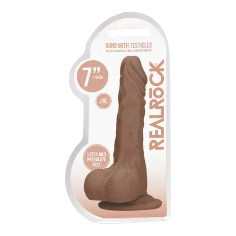 Real Rock - 7" Dong With Testicles | Tan
