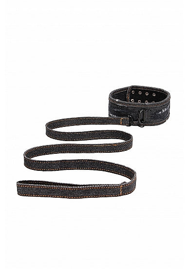 Ouch! - Denim Collar with Leather Leash | Assorted Colours