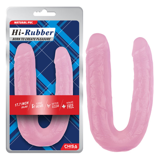 Hi-Rubber - 17.7 Inch Double Penetration Dildo | Pink