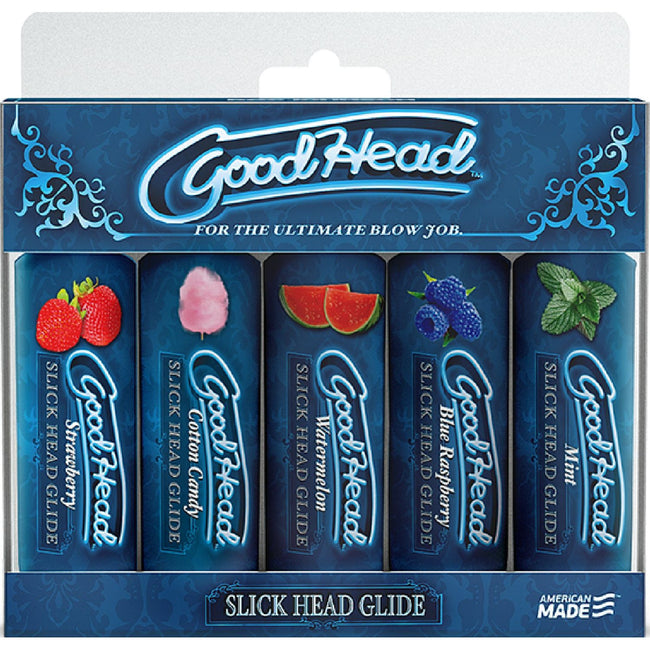 Doc Johnson – Good Head Slick Head Glide – 5 Pack | Water-Based Flavoured Lubricant