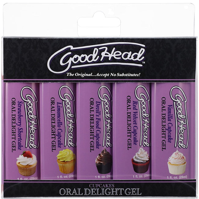 Doc Johnson – Good Head Oral Delight Gel Cupcakes Multi 5-Pack | Flavoured Oral Sex Gel