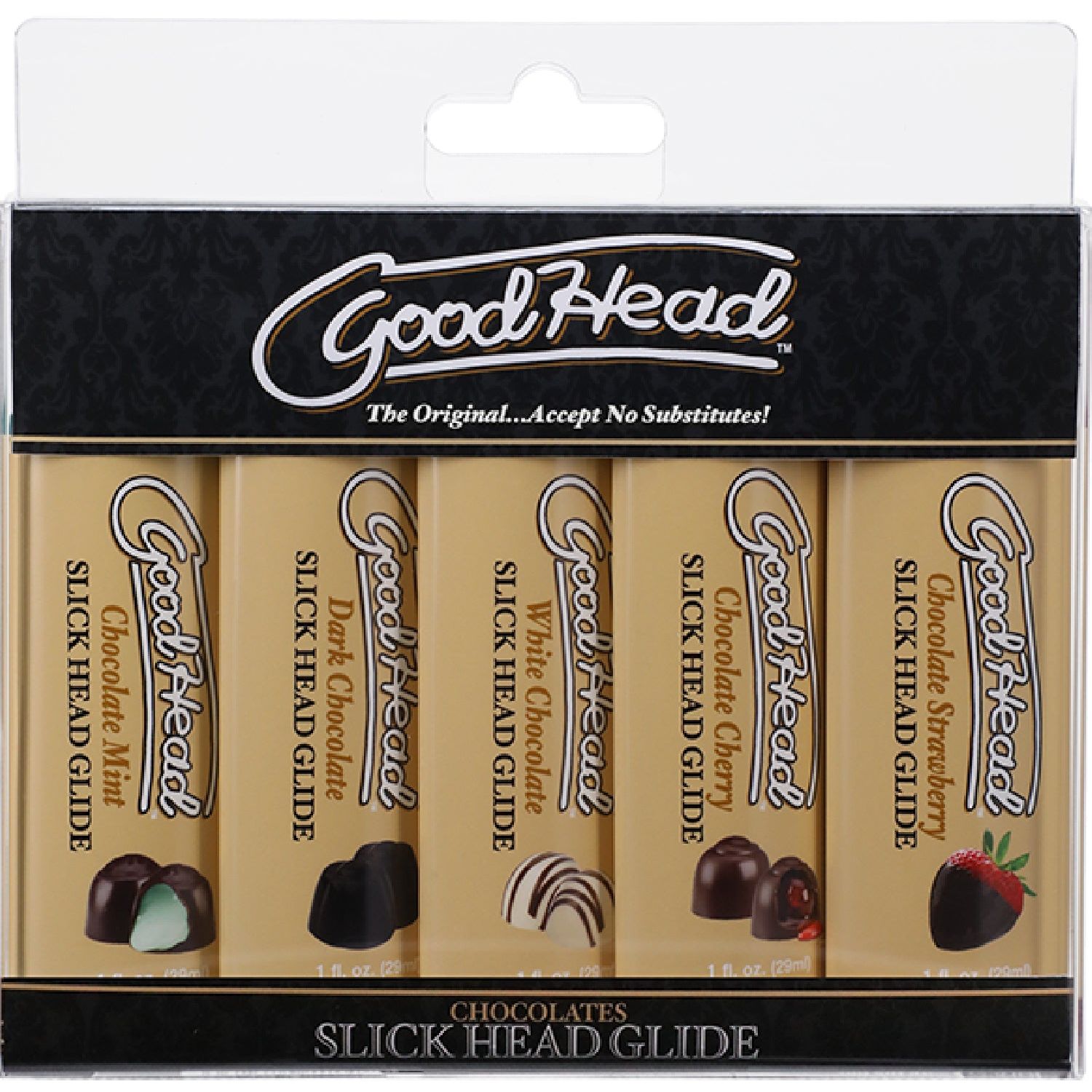 Doc Johnson – Good Head Slick Head Glide Chocolates | 5-Pack Flavored Lubricants