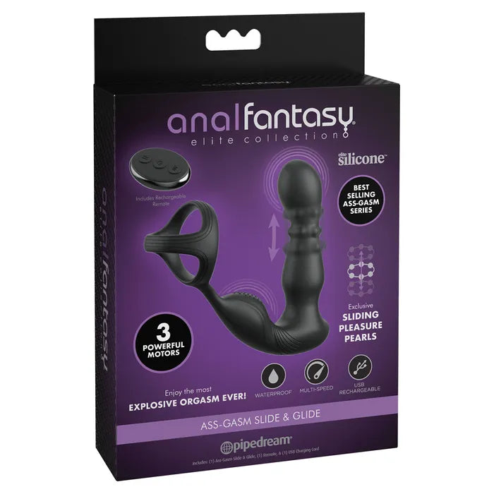 Anal Fantasy Elite - Ass-Gasm Slide & Glide | Prostate Massager w/ Cock Ring