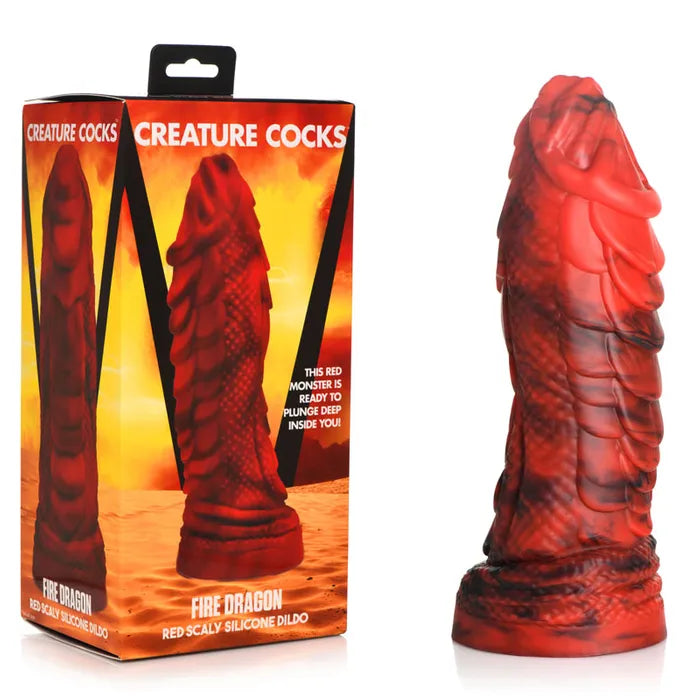 Creature Cocks - Fire Dragon Red Scaly | Silicone Dildo