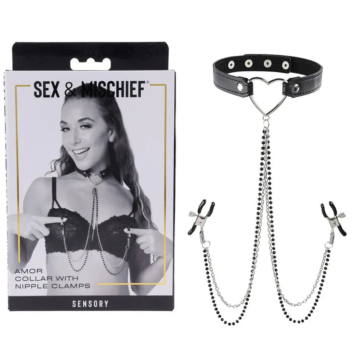 Sex & Mischief - Amor Collar w/ Nipple Clamps