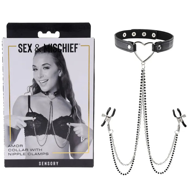 Sex & Mischief - Amor Collar w/ Nipple Clamps