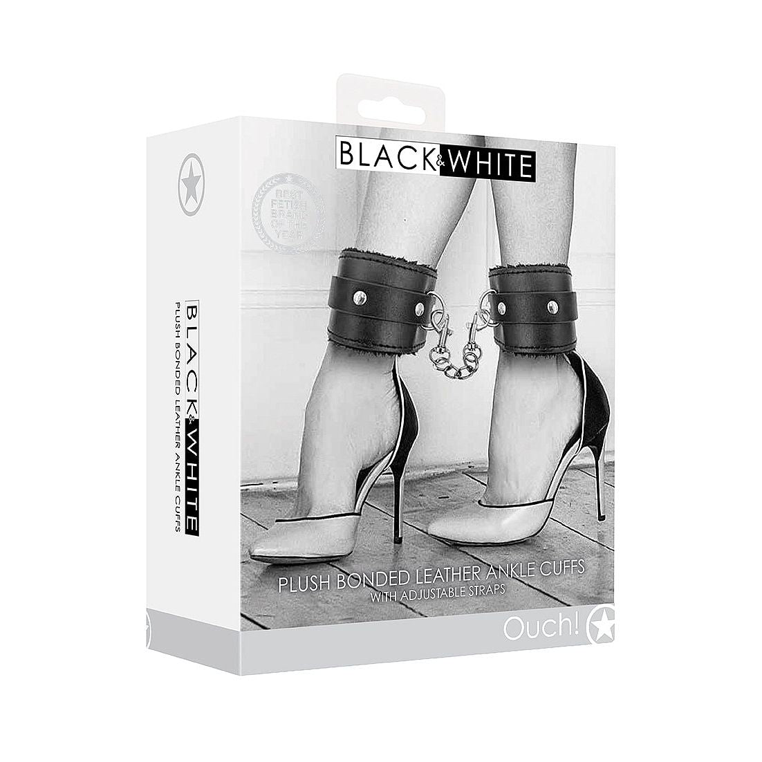Ouch! - Black & White Range | Plush Bonded Leather Ankle Cuffs