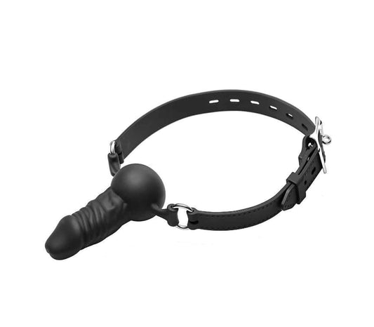 Love In Leather - Silicone Gag With Penis Plug | Black