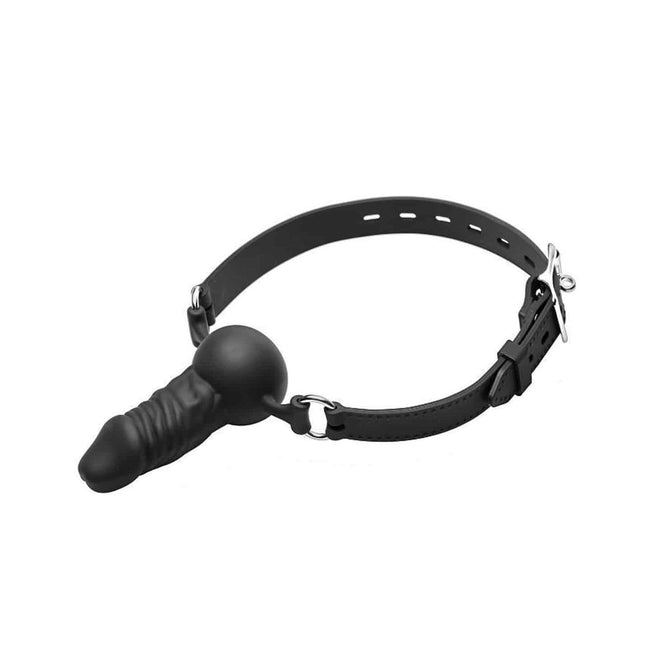 Love In Leather - Silicone Gag With Penis Plug | Black