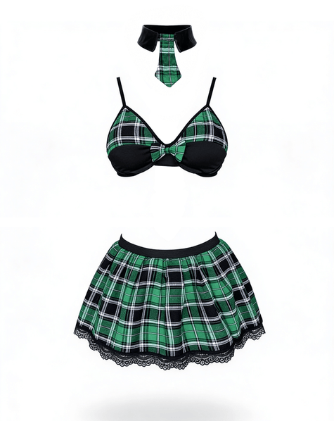 Love In Leather - Green School Girl Outfit | Assorted Sizes